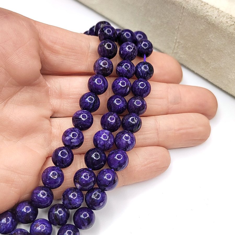 Чароит натуральный 8 мм, нить 38-39 см