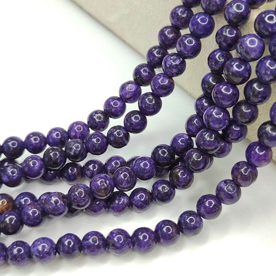 Чароит натуральный 6 мм, нить 38-39 см