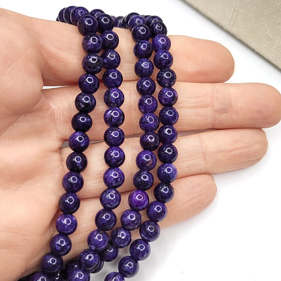 Чароит натуральный 6 мм, нить 38-39 см