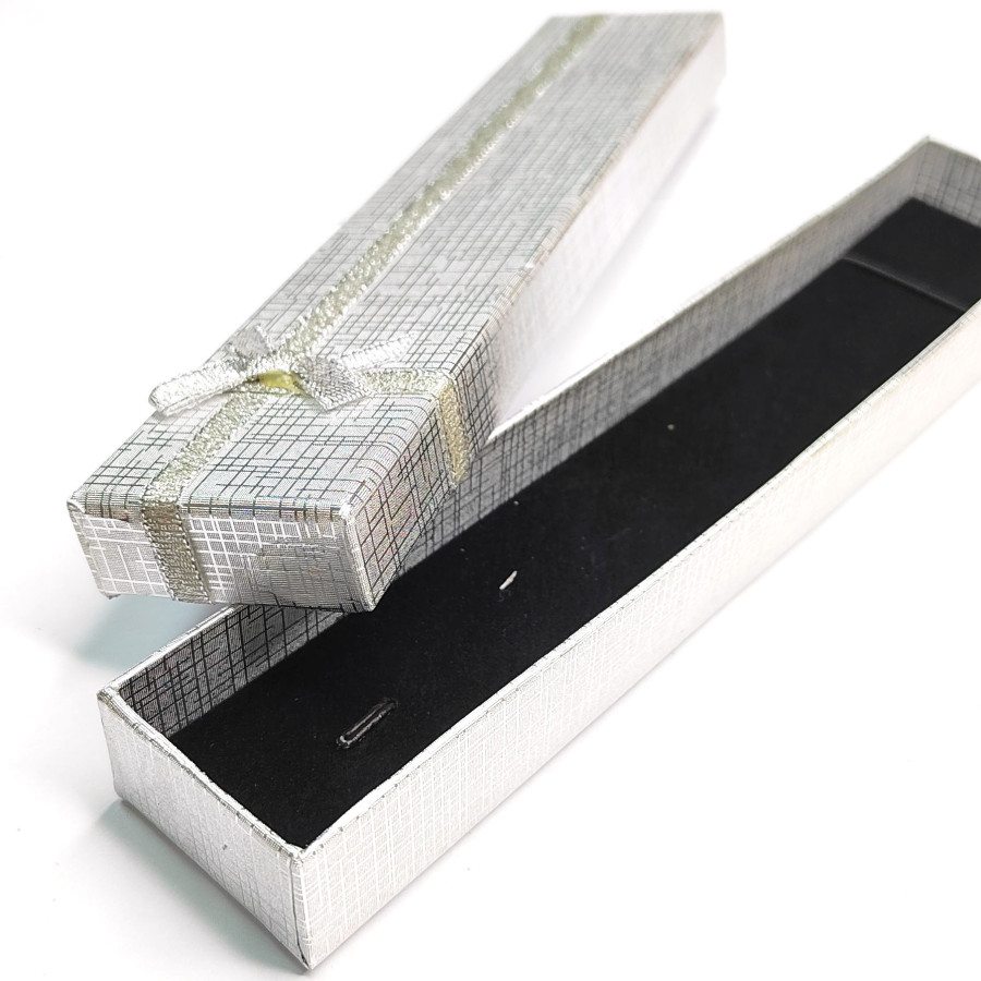 Коробочка картонная 20х4х2,5 мм для изделий Handmade Серебристый