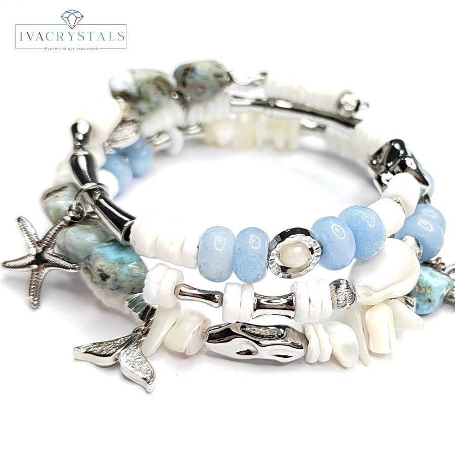 Набор фурнитуры для создания трёхрядного браслета (по мастер-классу)