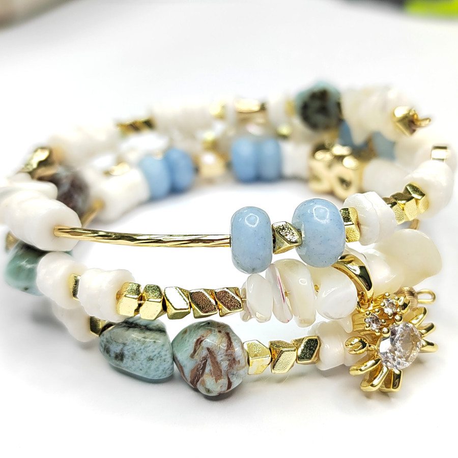 Набор фурнитуры для создания трёхрядного браслета (по мастер-классу)