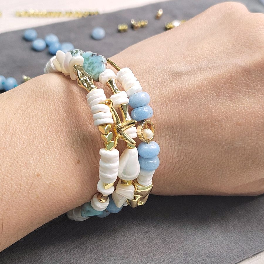 Набор фурнитуры для создания трёхрядного браслета (по мастер-классу)