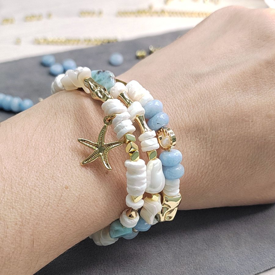 Набор фурнитуры для создания трёхрядного браслета (по мастер-классу)