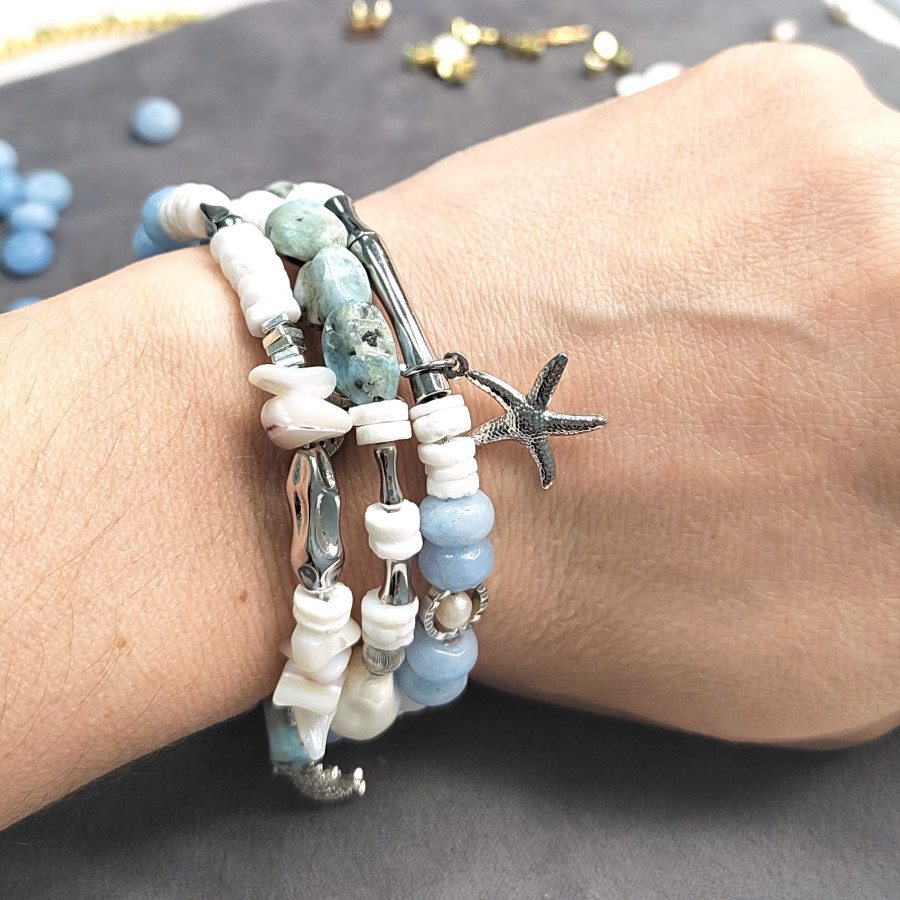 Набор фурнитуры для создания трёхрядного браслета (по мастер-классу)