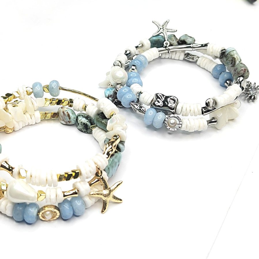 Набор фурнитуры для создания трёхрядного браслета (по мастер-классу)