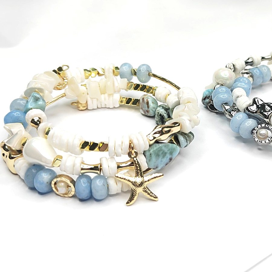 Набор фурнитуры для создания трёхрядного браслета (по мастер-классу)