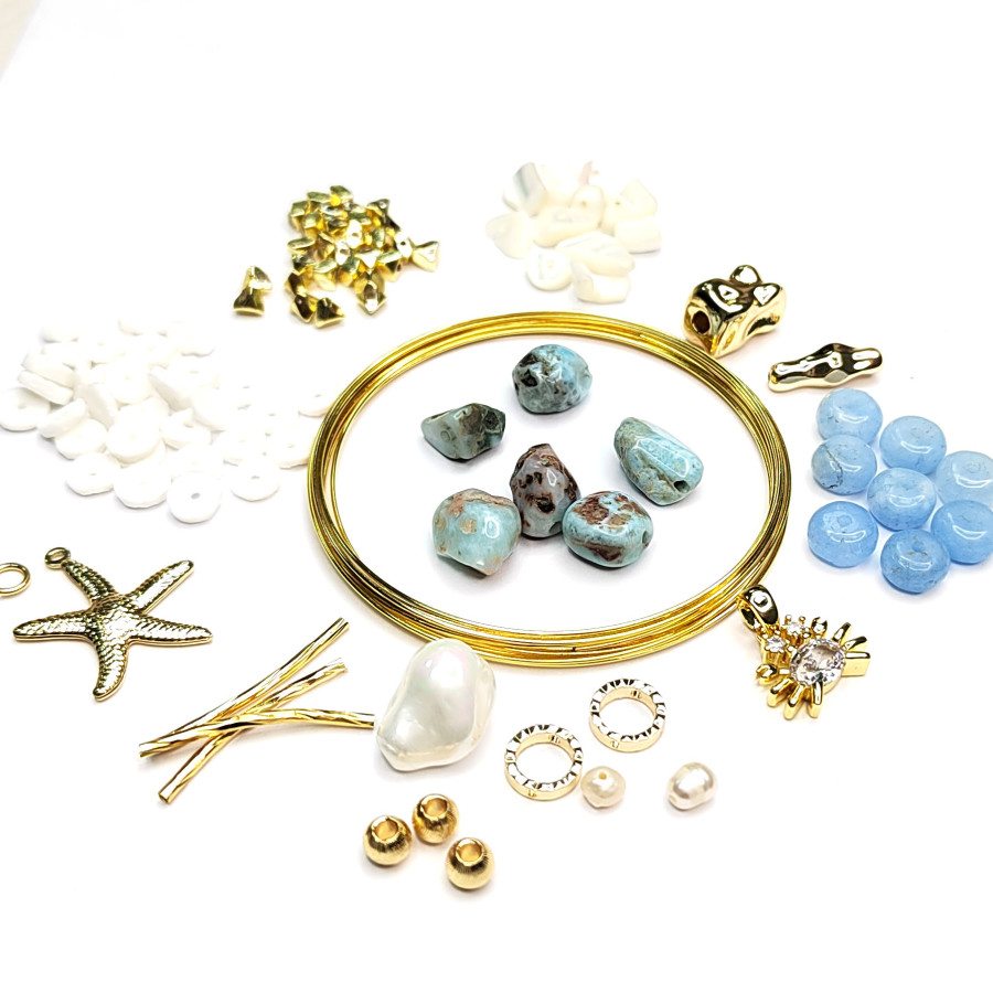 Набор фурнитуры для создания трёхрядного браслета (по мастер-классу) Позолота