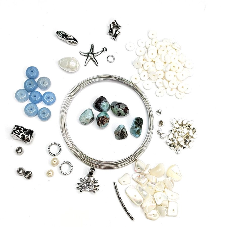 Набор фурнитуры для создания трёхрядного браслета (по мастер-классу) Родий