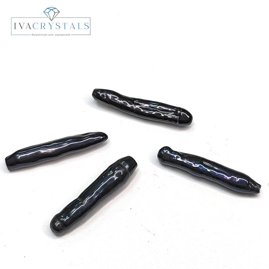 Чёрный жемчуг натуральный культивированный Бива 24х4 мм, штука