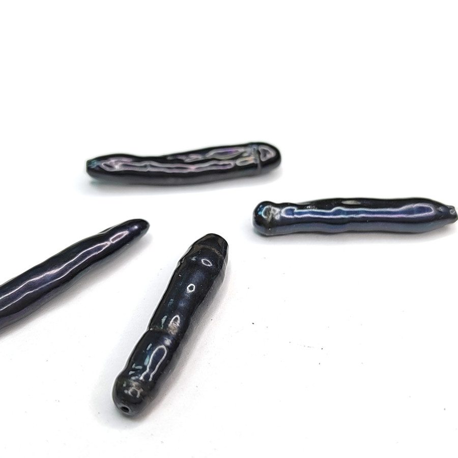 Чёрный жемчуг натуральный культивированный Бива 24х4 мм, штука