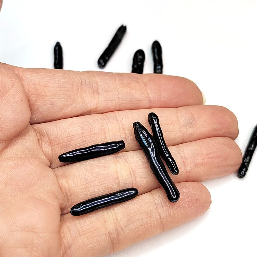 Чёрный жемчуг натуральный культивированный Бива 24х4 мм, штука