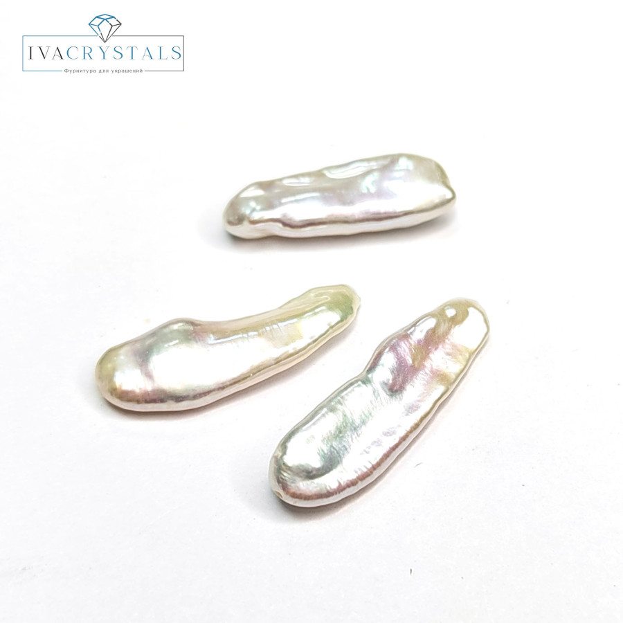 Жемчуг натуральный культивированный Бива 27х8 мм белый, штука