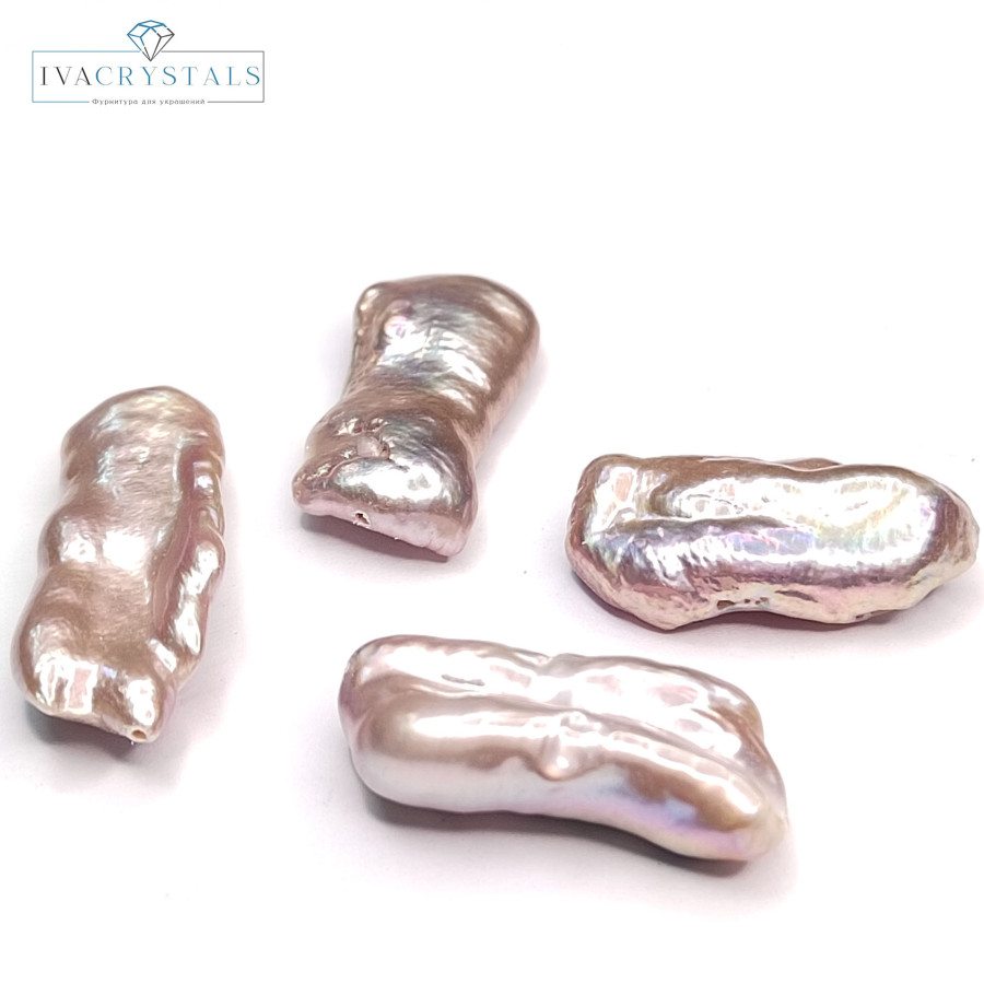 Жемчуг Розовый натуральный Кеши 25х12 мм, культивированный, ШТУКА