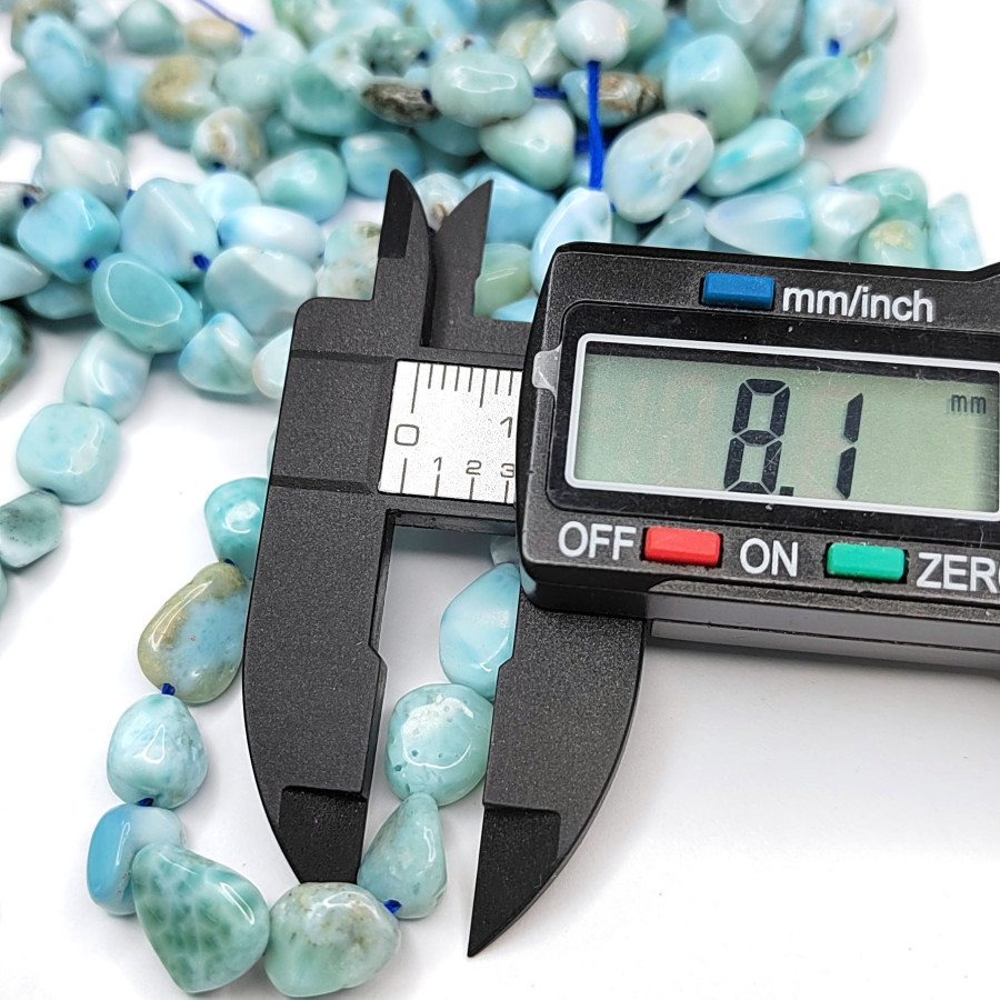 Ларимар натуральный 8х9 мм Галтовка, нить 40 см