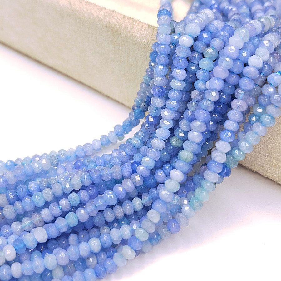 Агат натуральный, Огранка, цвет Голубой тонированный, рондель 4,5х3 мм, НИТЬ 35-37 см