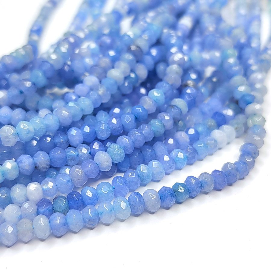 Агат натуральный, Огранка, цвет Голубой тонированный, рондель 4,5х3 мм, НИТЬ 35-37 см