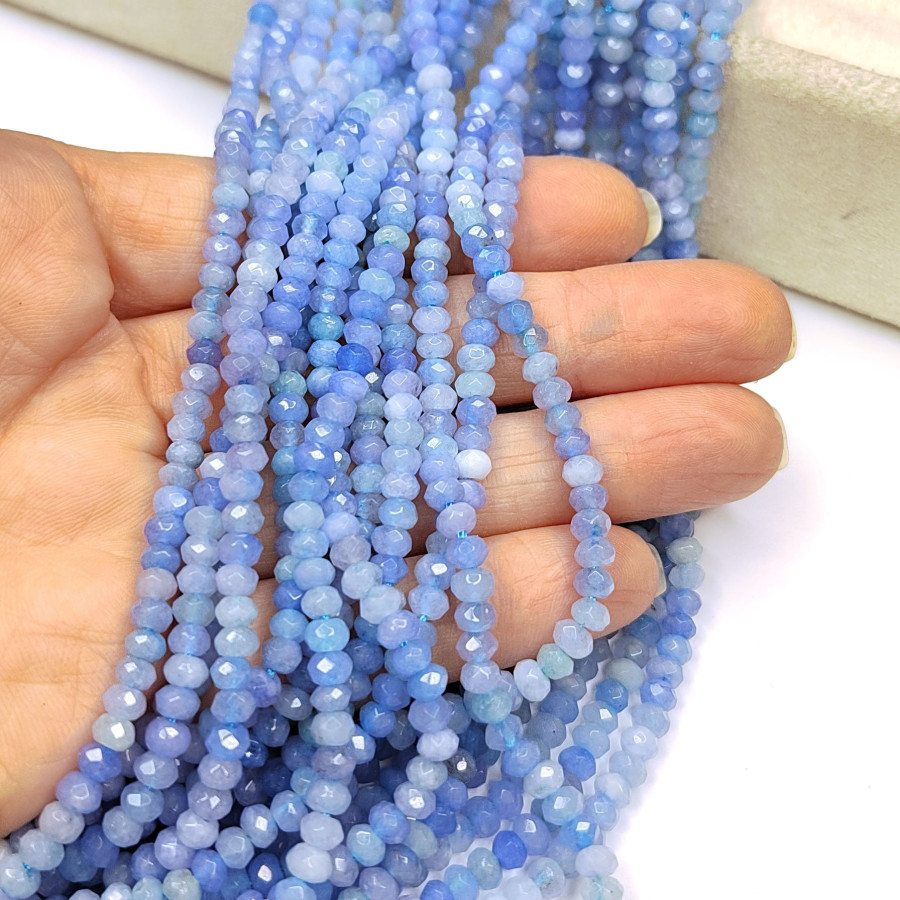 Агат натуральный, Огранка, цвет Голубой тонированный, рондель 4,5х3 мм, НИТЬ 35-37 см