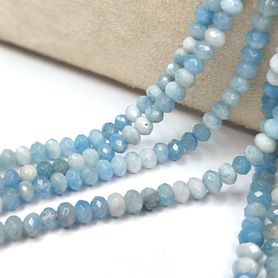 Агат натуральный, Огранка, цвет Бледно - голубой, рондель 4,5х3 мм, НИТЬ 35-37 см