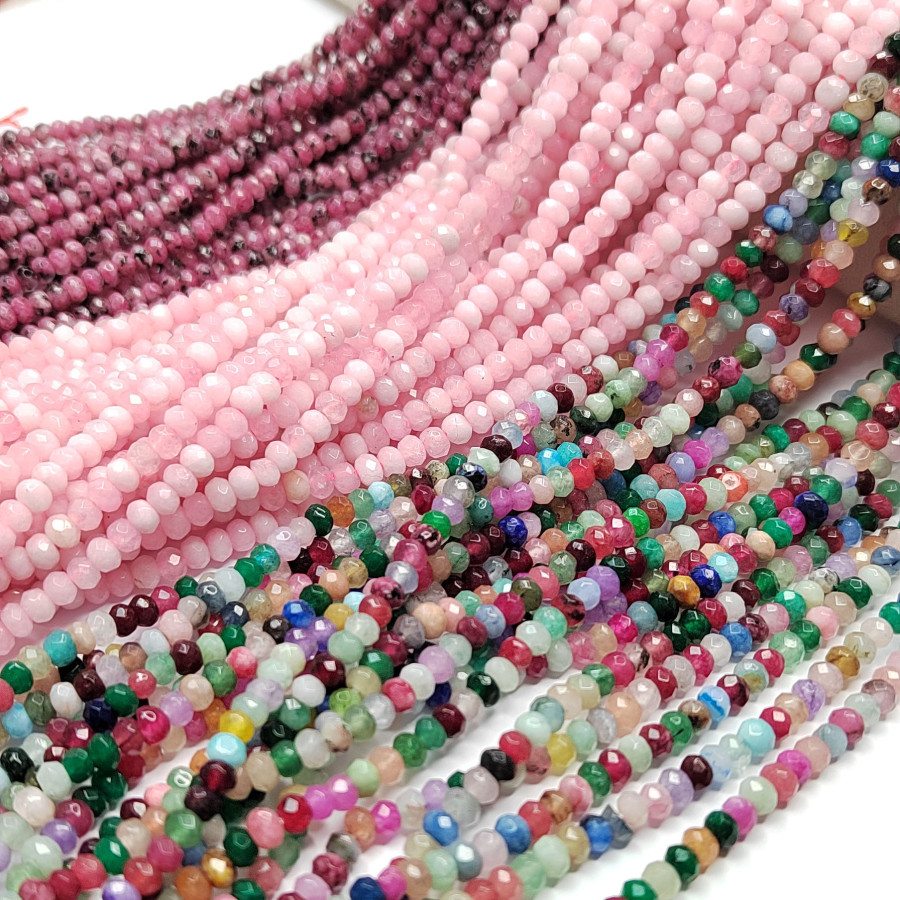 Агат натуральный, Огранка, цвет Бледно - розовый тонированный, рондель 4,5х3 мм, НИТЬ 35-37 см