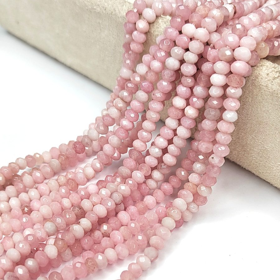 Агат натуральный, Огранка, цвет Бледно - розовый тонированный, рондель 4,5х3 мм, НИТЬ 35-37 см