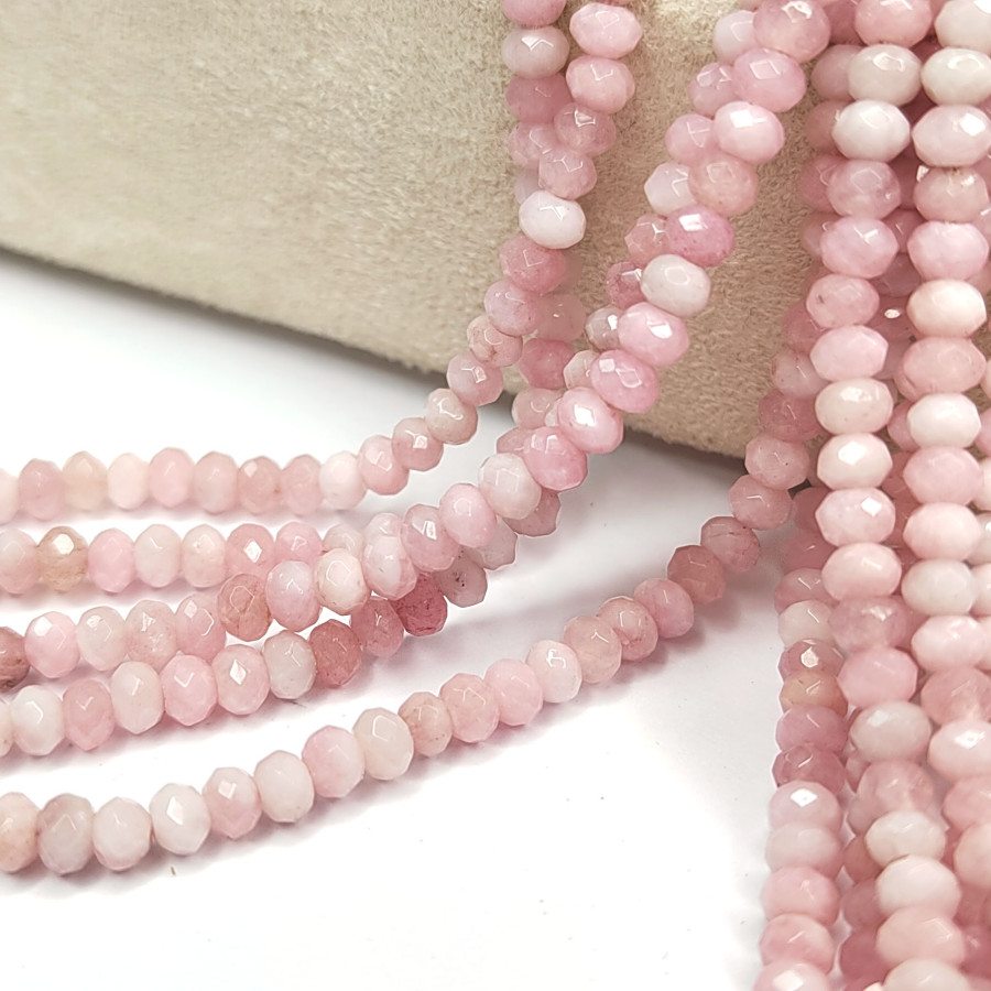 Агат натуральный, Огранка, цвет Бледно - розовый тонированный, рондель 4,5х3 мм, НИТЬ 35-37 см