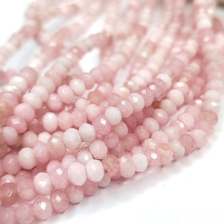 Агат натуральный, Огранка, цвет Бледно - розовый тонированный, рондель 4,5х3 мм, НИТЬ 35-37 см