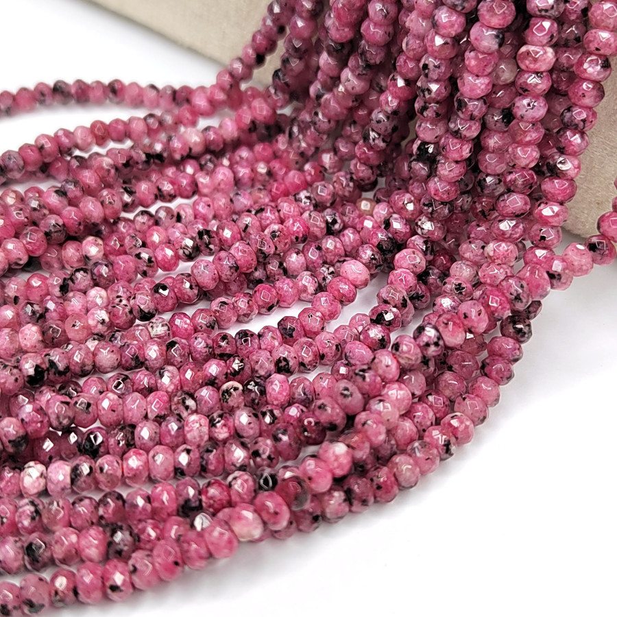 Агат натуральный, Огранка, цвет Бордовый тонированный, рондель 4х3 мм, НИТЬ 35-37 см