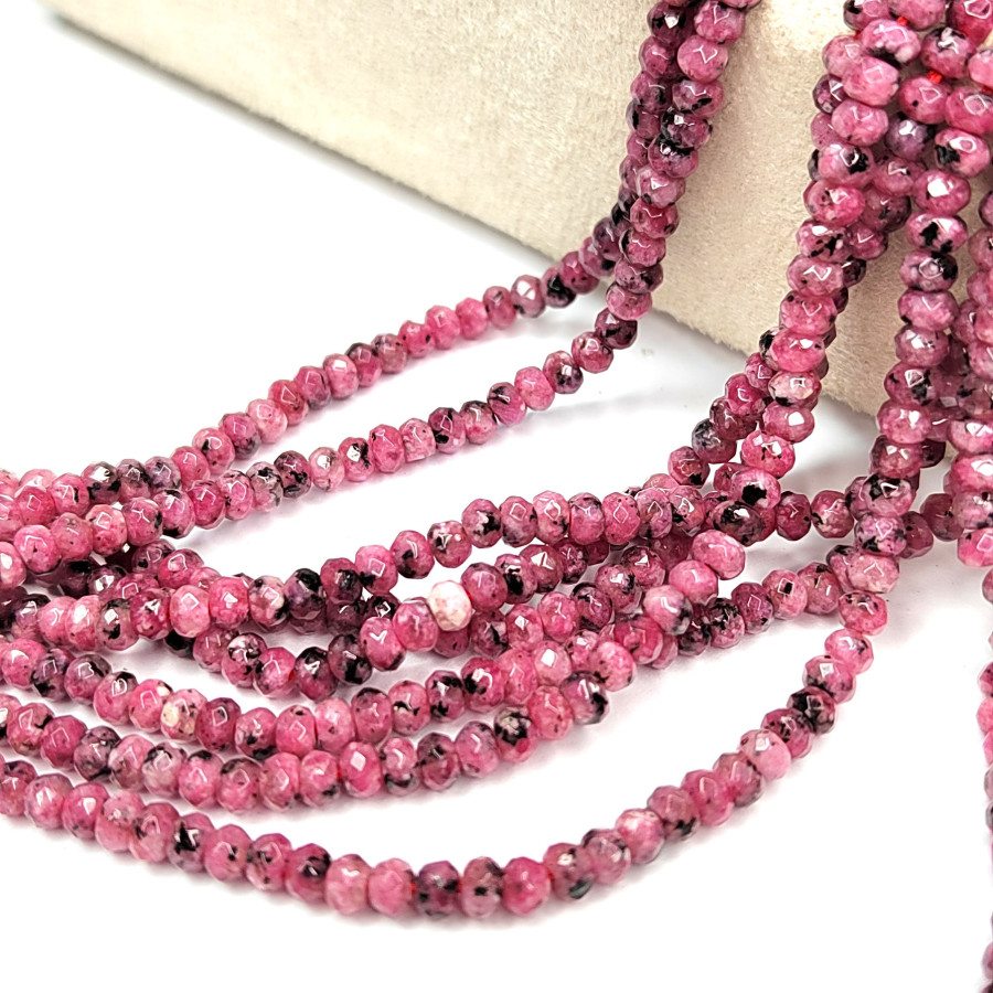 Агат натуральный, Огранка, цвет Бордовый тонированный, рондель 4х3 мм, НИТЬ 35-37 см