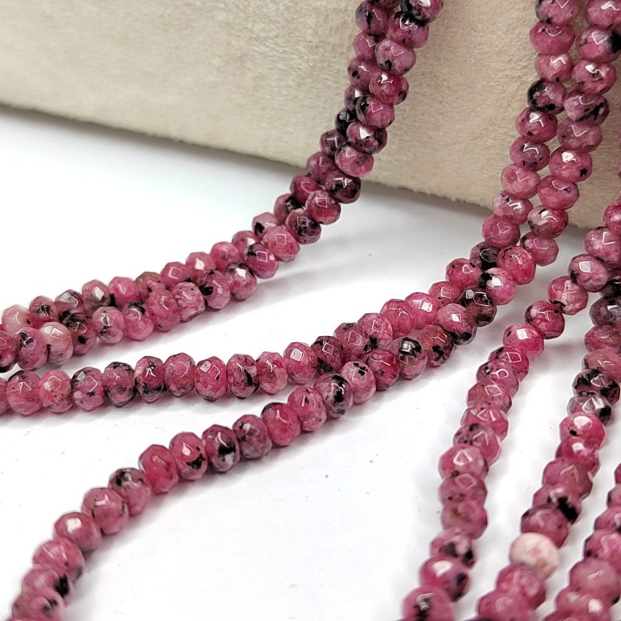 Агат натуральный, Огранка, цвет Бордовый тонированный, рондель 4х3 мм, НИТЬ 35-37 см