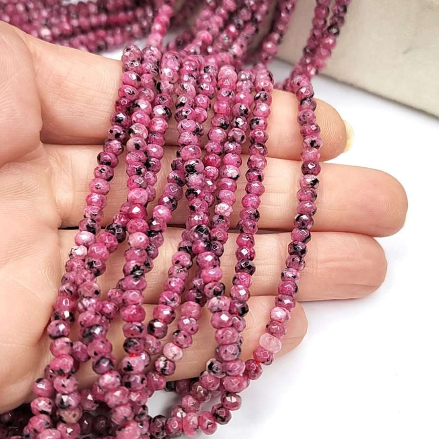 Агат натуральный, Огранка, цвет Бордовый тонированный, рондель 4х3 мм, НИТЬ 35-37 см