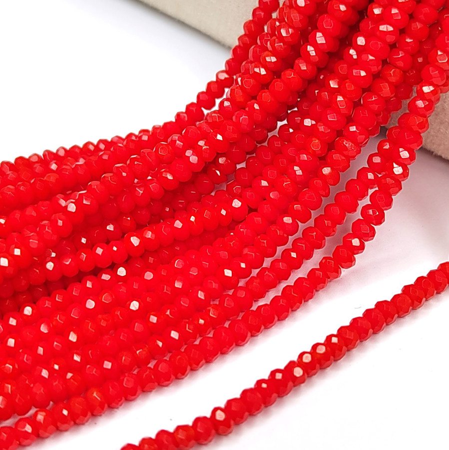 Агат натуральный, Огранка, цвет Красный тонированный, рондель 4х3 мм, НИТЬ 35-37 см