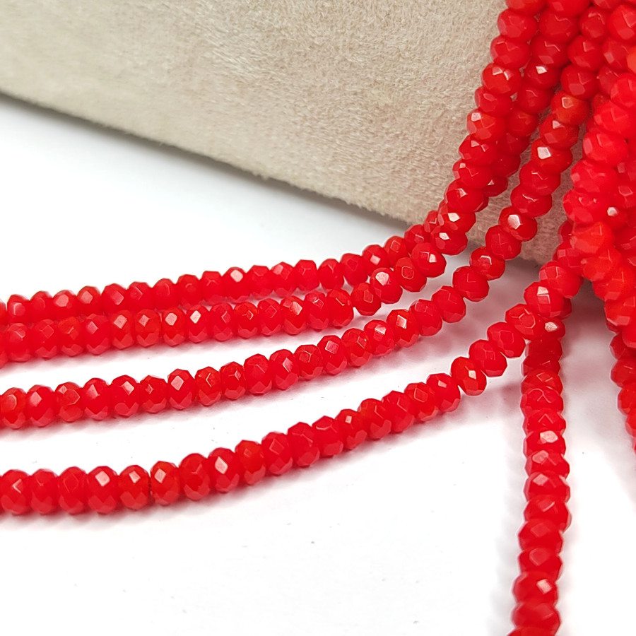 Агат натуральный, Огранка, цвет Красный тонированный, рондель 4х3 мм, НИТЬ 35-37 см