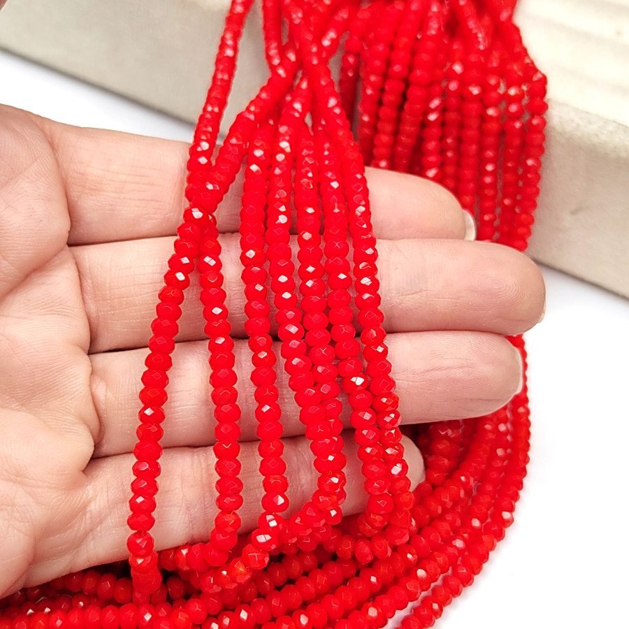 Агат натуральный, Огранка, цвет Красный тонированный, рондель 4х3 мм, НИТЬ 35-37 см