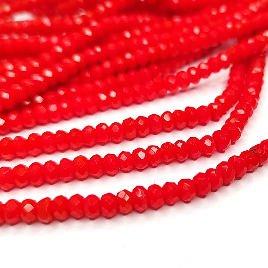 Агат натуральный, Огранка, цвет Красный тонированный, рондель 4х3 мм, НИТЬ 35-37 см