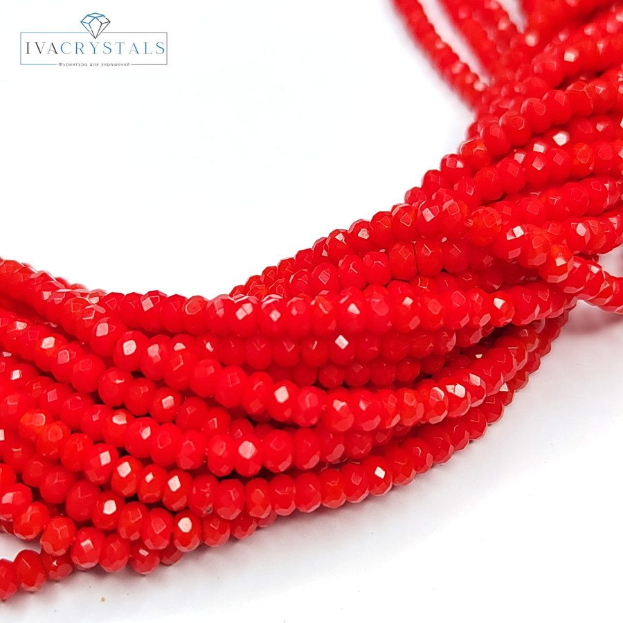 Агат натуральный, Огранка, цвет Красный тонированный, рондель 4х3 мм, НИТЬ 35-37 см