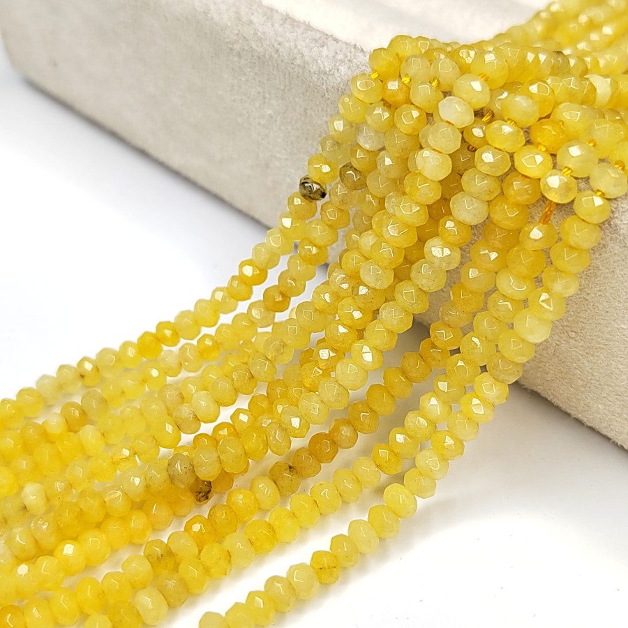 Агат натуральный, Огранка, цвет Жёлтый тонированный, рондель 4х3 мм, НИТЬ 35-37 см