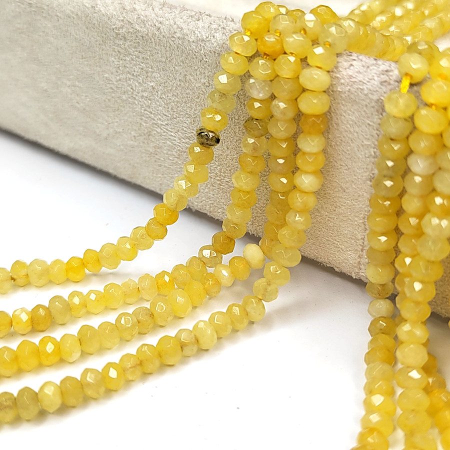 Агат натуральный, Огранка, цвет Жёлтый тонированный, рондель 4х3 мм, НИТЬ 35-37 см