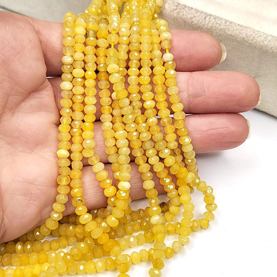 Агат натуральный, Огранка, цвет Жёлтый тонированный, рондель 4х3 мм, НИТЬ 35-37 см