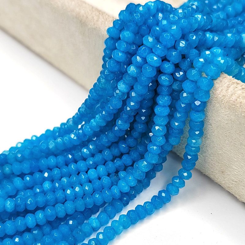 Агат натуральный, Огранка, цвет Бирюзовый тонированный, рондель 4,5х3 мм, НИТЬ 35-37 см