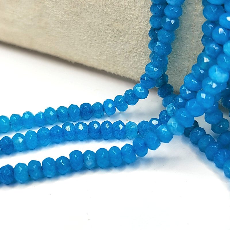 Агат натуральный, Огранка, цвет Бирюзовый тонированный, рондель 4,5х3 мм, НИТЬ 35-37 см