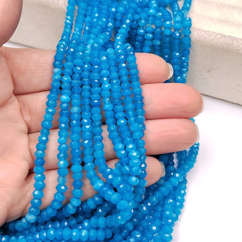 Агат натуральный, Огранка, цвет Бирюзовый тонированный, рондель 4,5х3 мм, НИТЬ 35-37 см