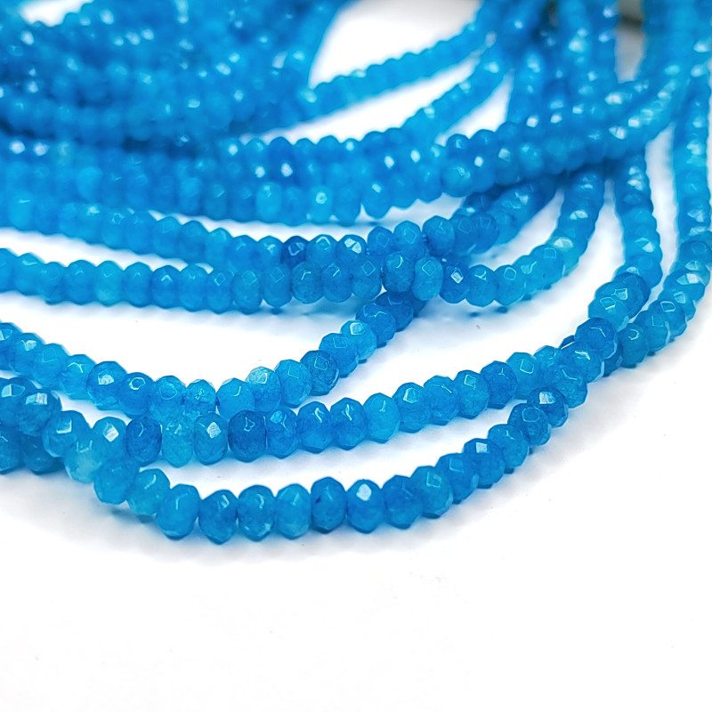 Агат натуральный, Огранка, цвет Бирюзовый тонированный, рондель 4,5х3 мм, НИТЬ 35-37 см