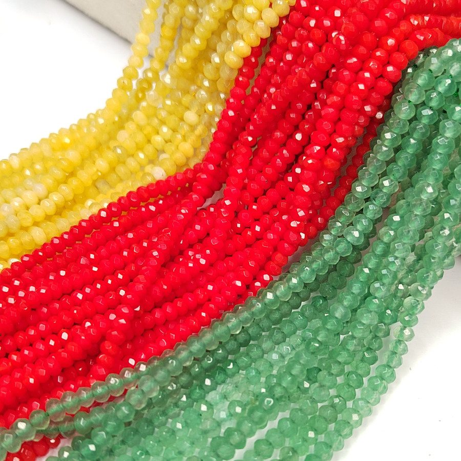 Агат натуральный, Огранка, цвет Зелёный тонированный, рондель 4,5х3 мм, НИТЬ 35-37 см