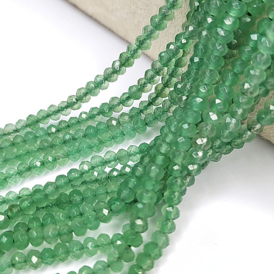 Агат натуральный, Огранка, цвет Зелёный тонированный, рондель 4,5х3 мм, НИТЬ 35-37 см