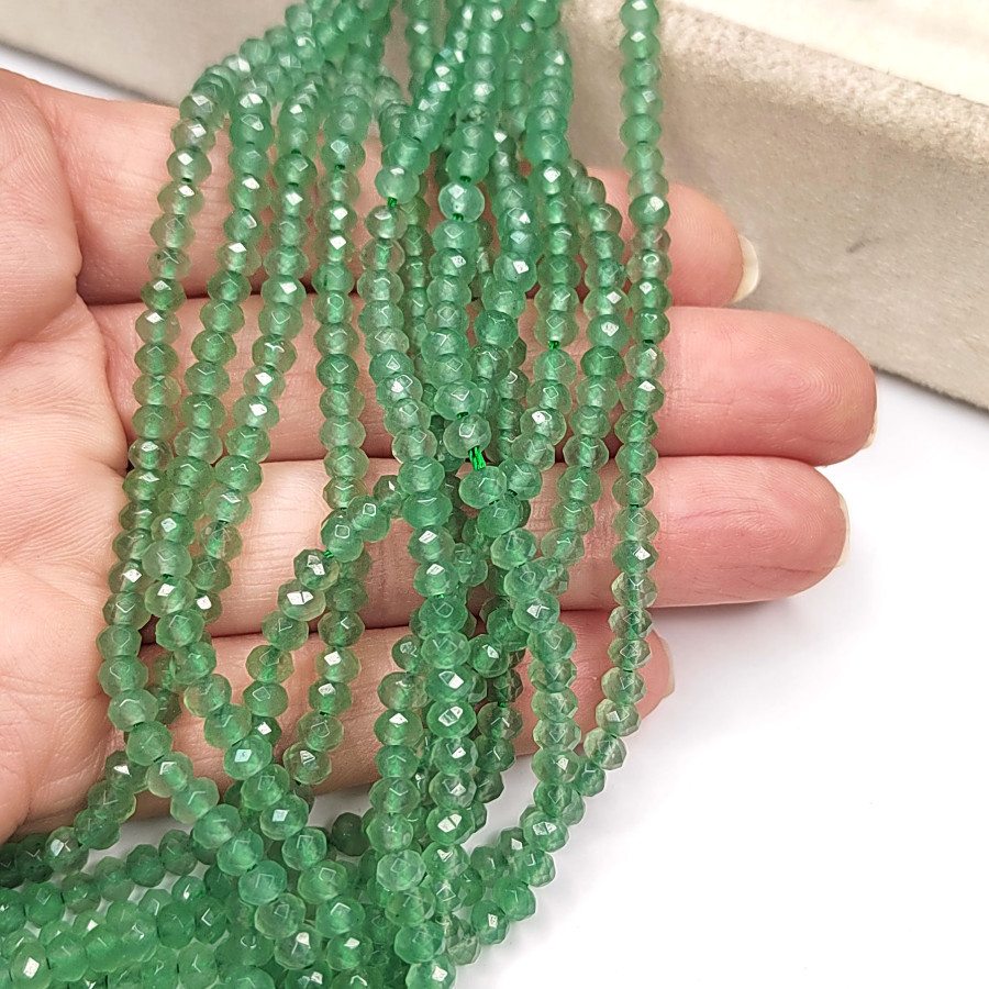 Агат натуральный, Огранка, цвет Зелёный тонированный, рондель 4,5х3 мм, НИТЬ 35-37 см