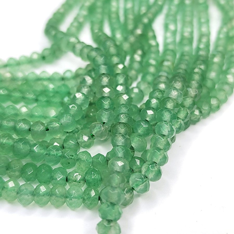 Агат натуральный, Огранка, цвет Зелёный тонированный, рондель 4,5х3 мм, НИТЬ 35-37 см