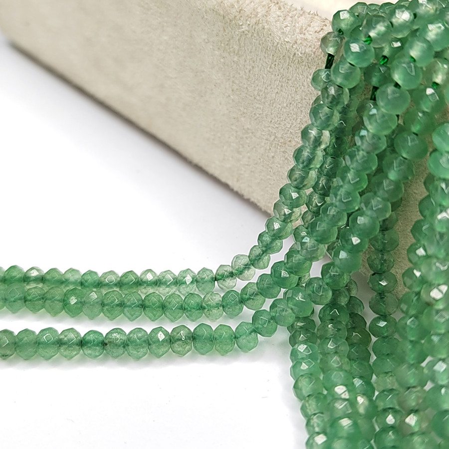 Агат натуральный, Огранка, цвет Зелёный тонированный, рондель 4,5х3 мм, НИТЬ 35-37 см