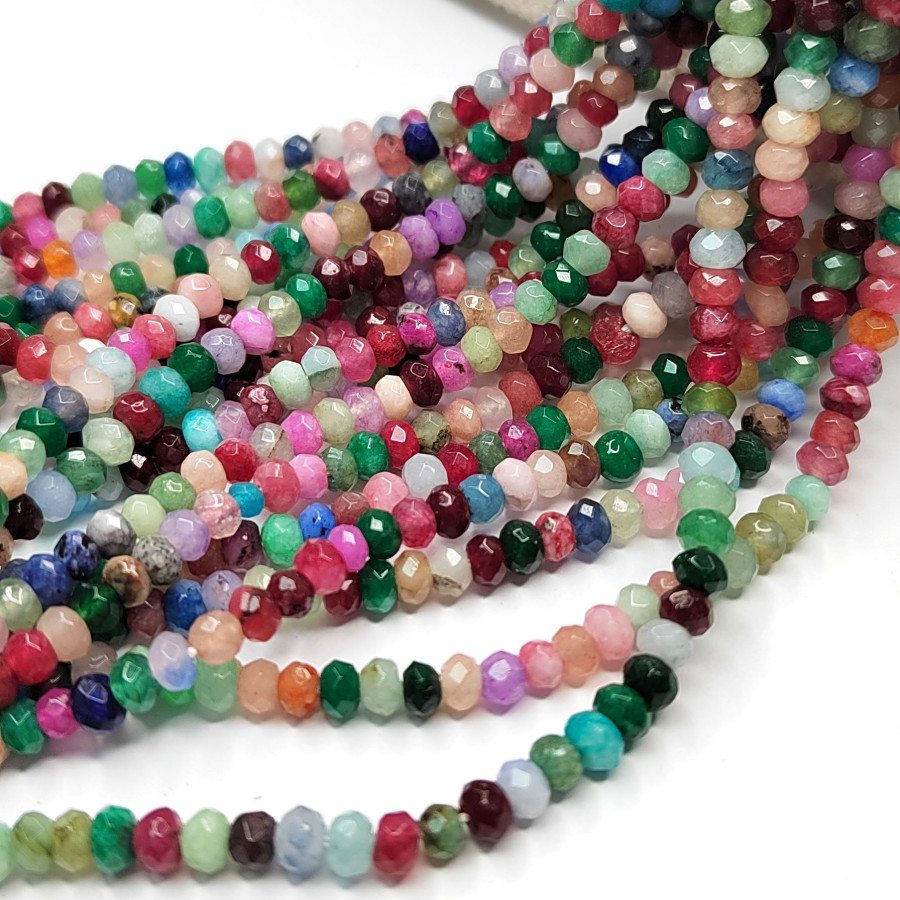 Агат натуральный, Огранка, цвет Микс тонированный, рондель 4,5х3 мм, НИТЬ 35-37 см