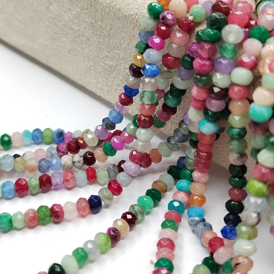 Агат натуральный, Огранка, цвет Микс тонированный, рондель 4,5х3 мм, НИТЬ 35-37 см